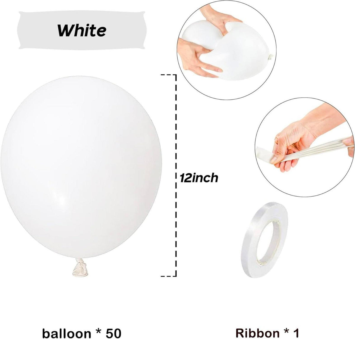 50 Stück weiße 12 Zoll Luftballons