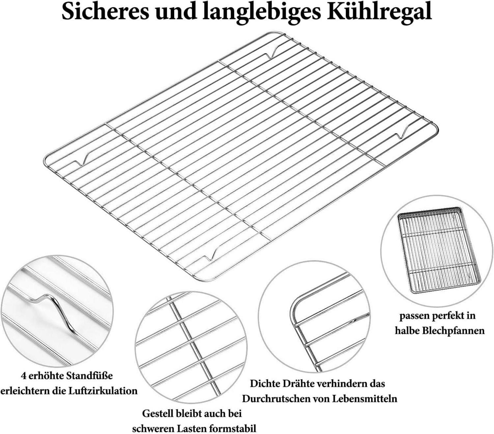 Backblech mit Abkühlgitter Edelstahl 40.5x30.5x2.5cm