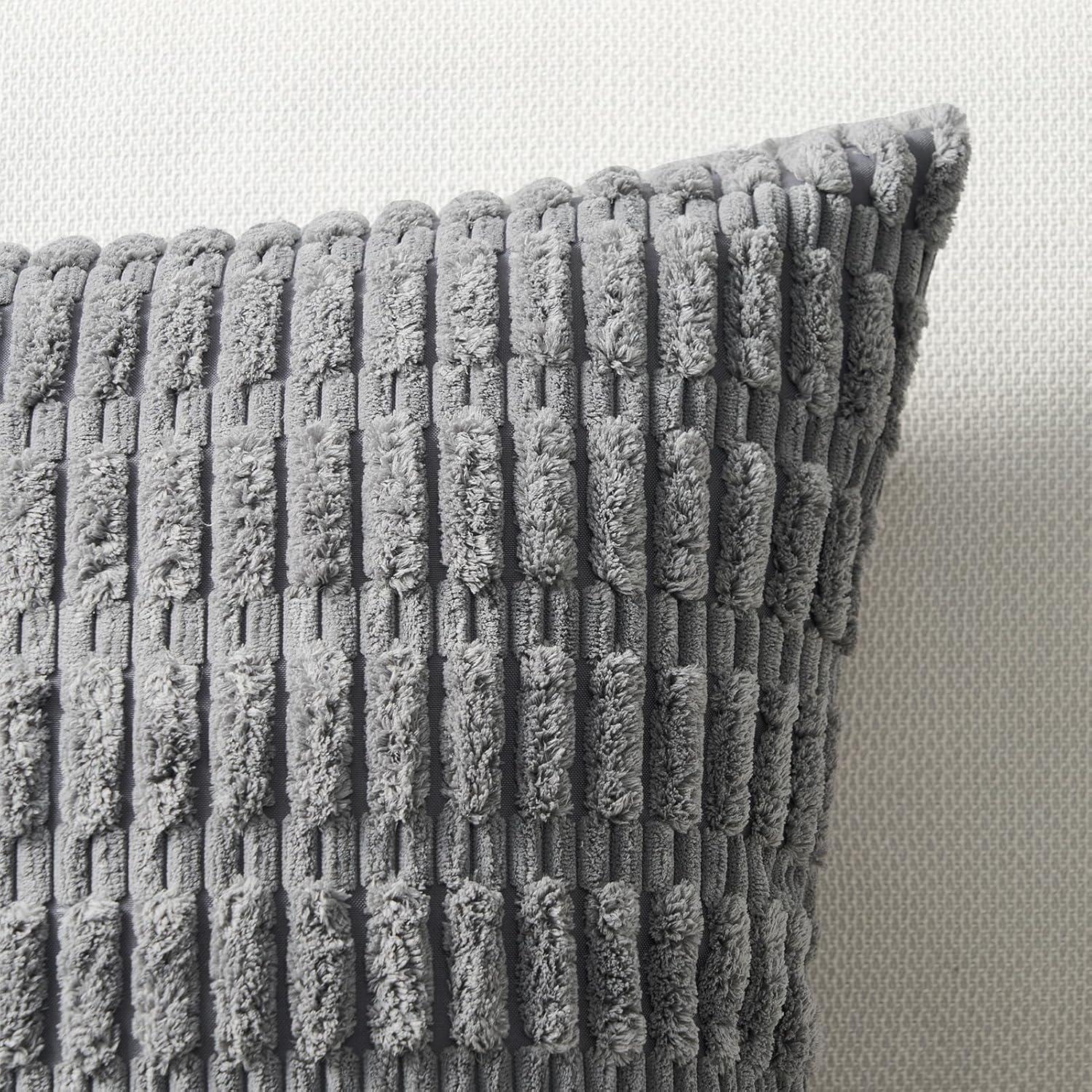 Topfinel 4er Set Boho Kissenbezug 40x40 cm grau Kordsamt