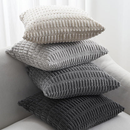 4er Set Kissenbezug 40x40 cm grau Kordsamt Boho Farbverlauf