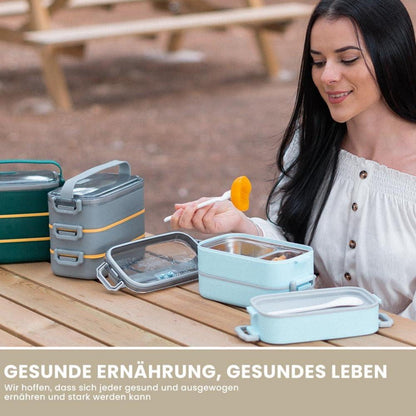 Lunchbox Bento Box Vesperdose 1600ML Auslaufsicher Luftdicht Beige