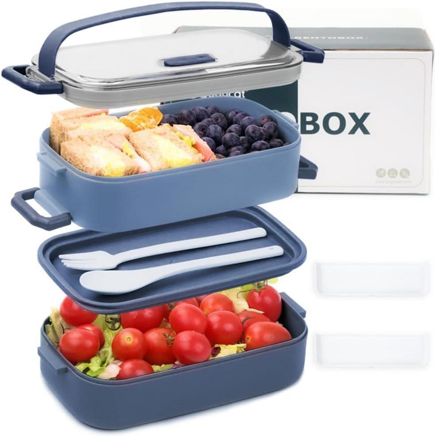 Auslaufsichere Bento Box mit Besteckset - Dunkelblau 1600ML