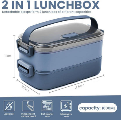 Bugucat Lunchbox 2 in 1 Bento Box 1600ML Auslaufsicher