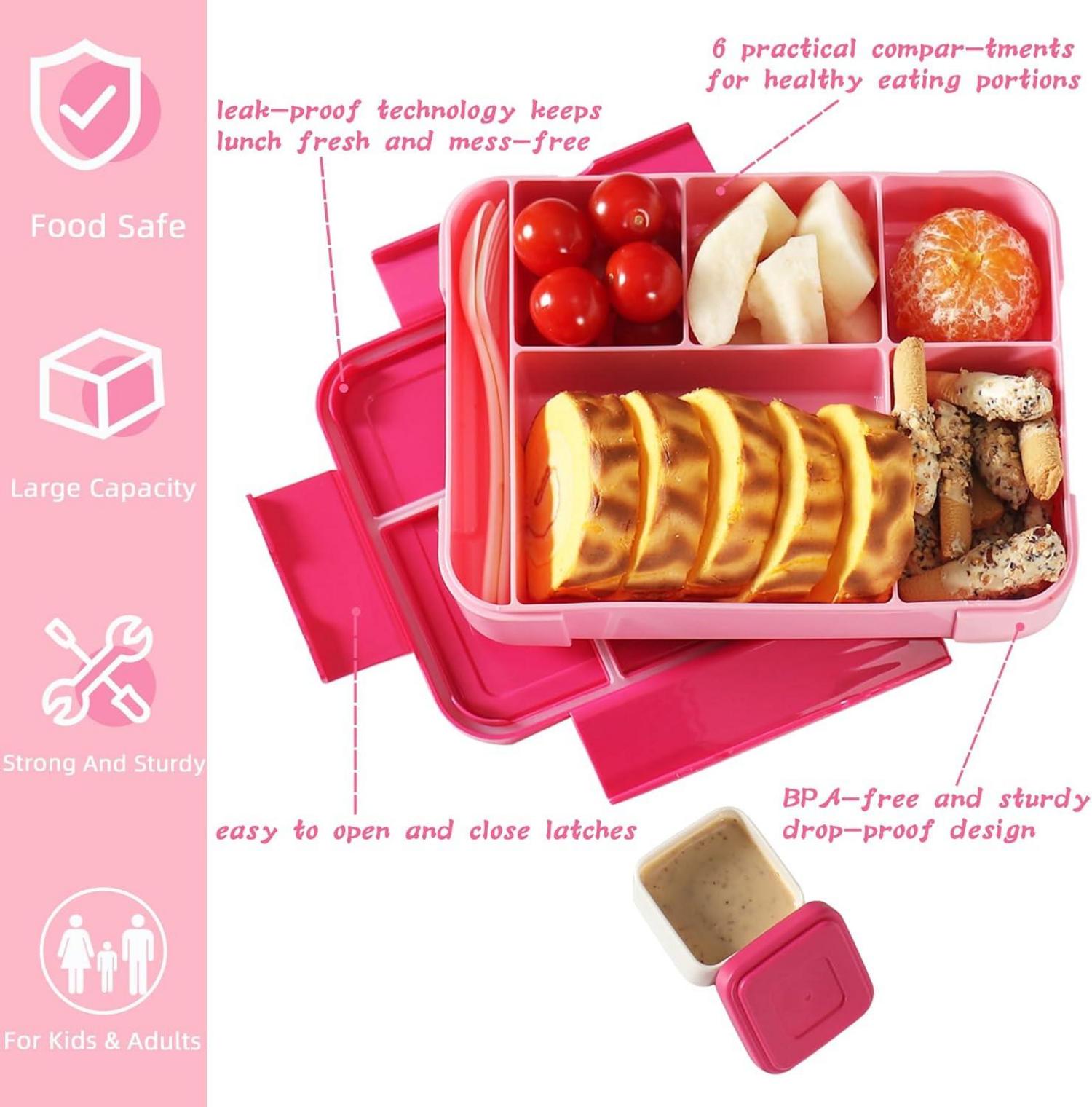 Swkien Brotdose für Kinder mit Fächern, 1300ml Lunchbox auslaufsicher, BPA-frei
