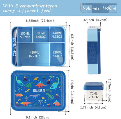 Brotdose mit Fächern 1300ml Lunchbox für Kinder auslaufsicher