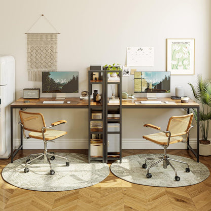 Schreibtisch mit Regal, 100x50cm, Gaming, Stahlgestell, Braun