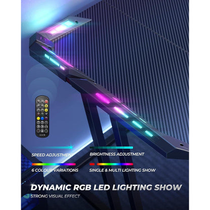 Gaming Schreibtisch LED 120x60 cm Kohlefaser Schwarz