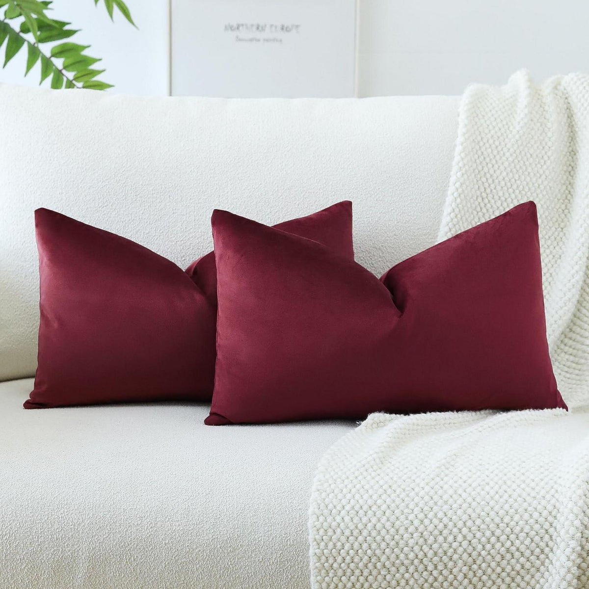 Samt Kissenbezug Bordeaux 40x60 cm - 2er Set