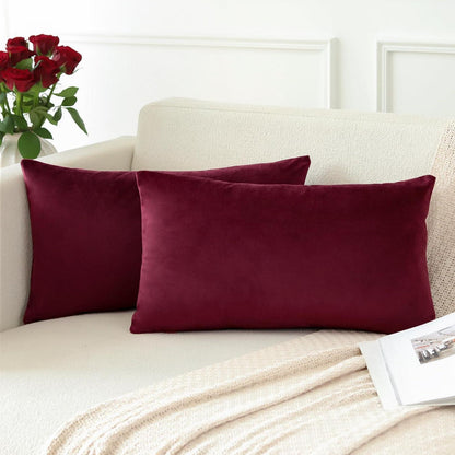 Samt Kissenbezug Bordeaux 40x60 cm - 2er Set
