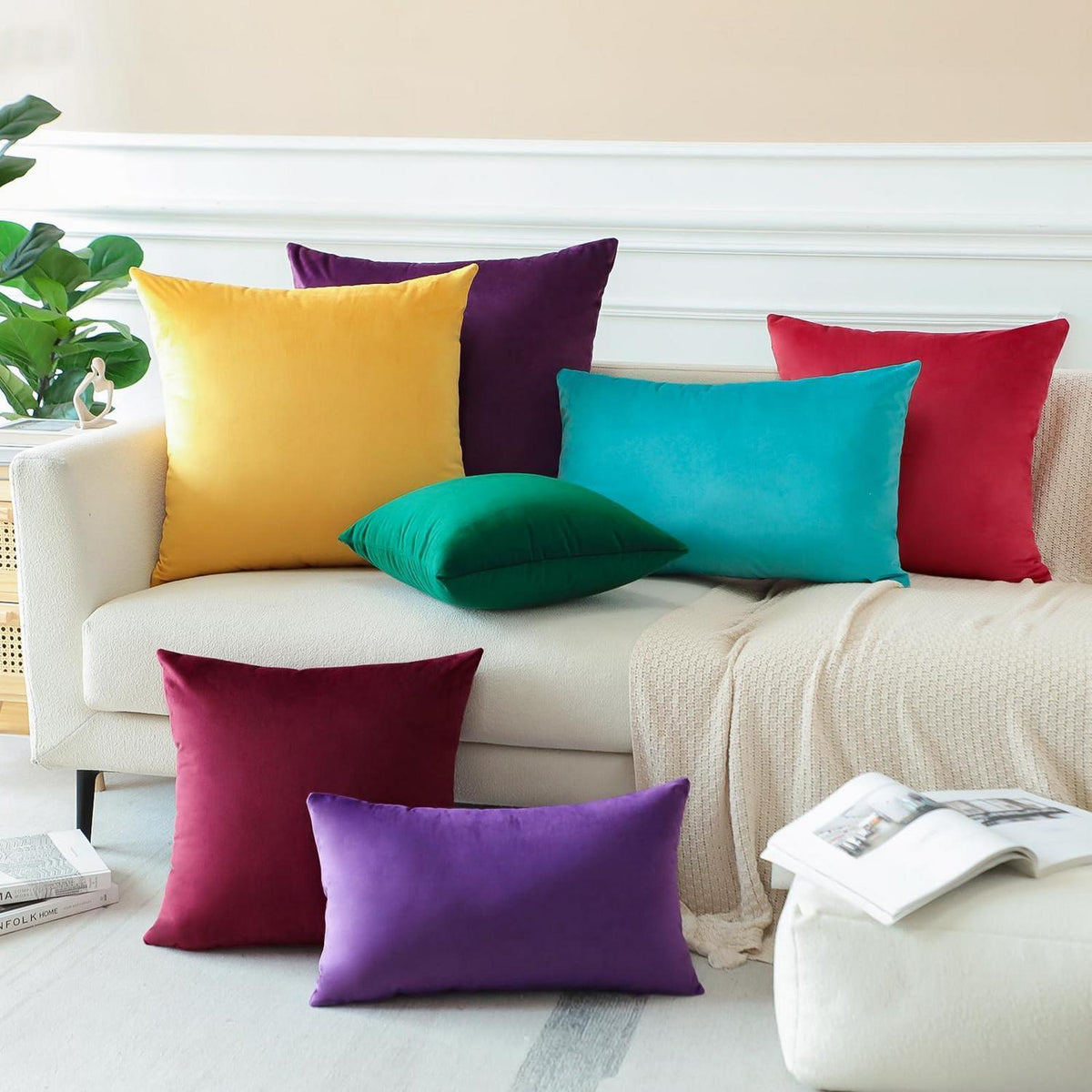 Samt Kissenbezug Bordeaux 40x60 cm - 2er Set