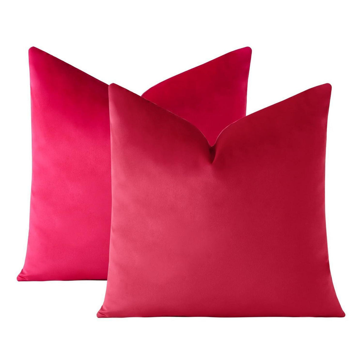 Samt Kissenbezug 50x50 cm Rot - 2er Set, Dekokissen Wohnzimmer