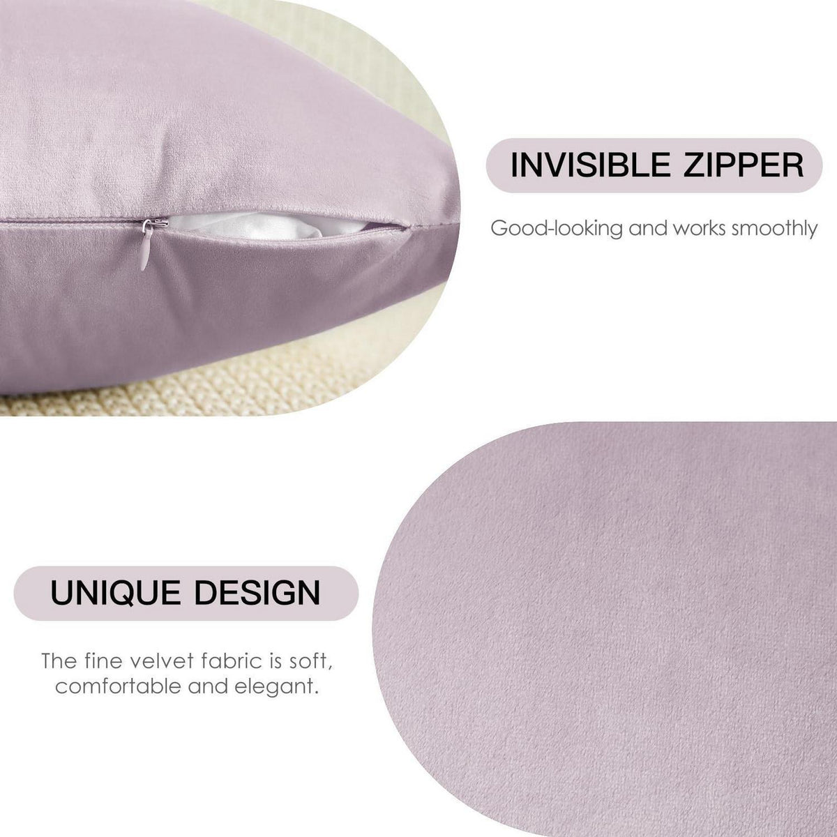 Samt Kissenbezüge 40x60 cm - Rosa Lila 2er Set