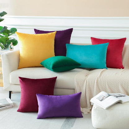 Samt Kissenbezüge 40x60 cm Aubergine Lila - 2er Set