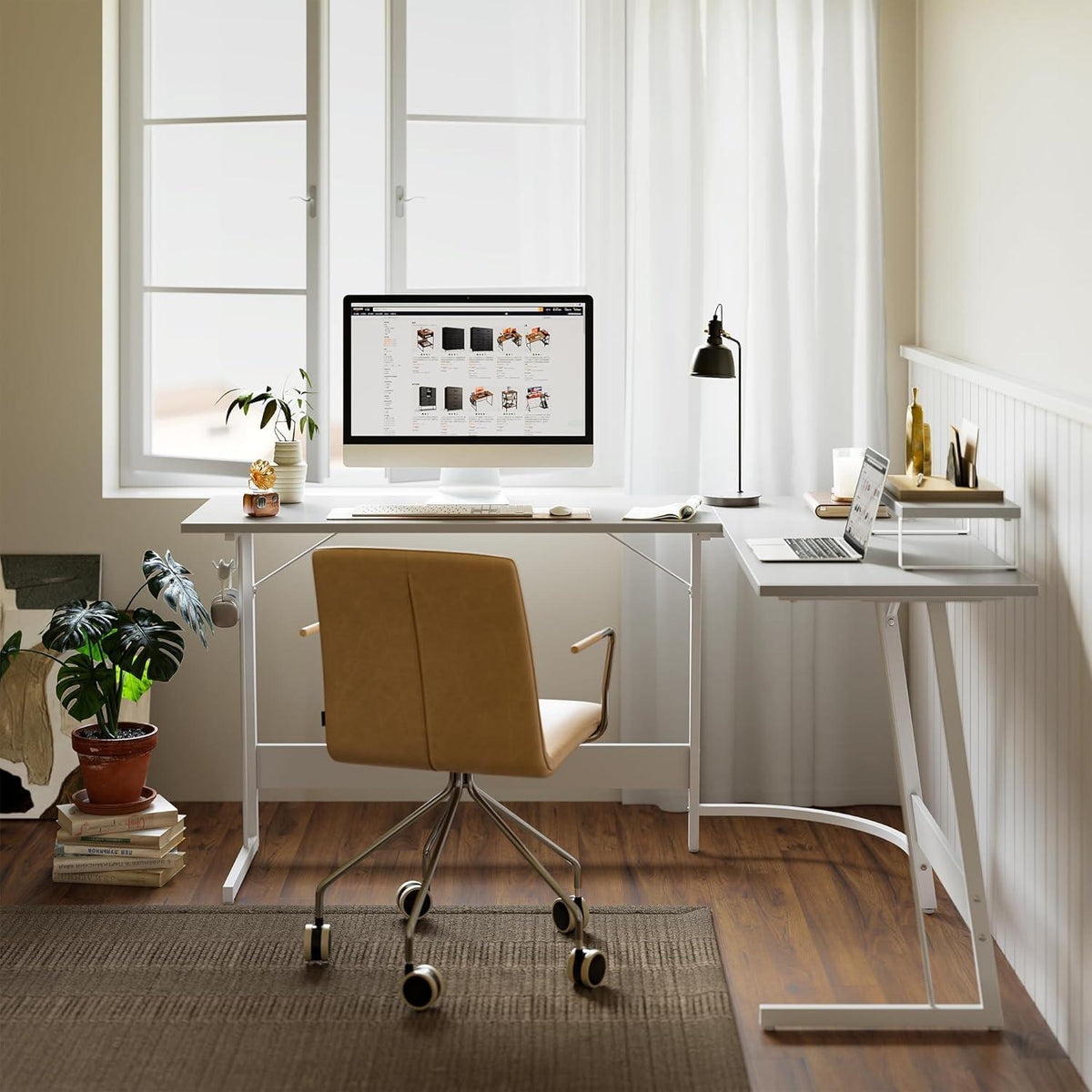 Eckschreibtisch Studie 170x120 cm Monitorständer Schubladen