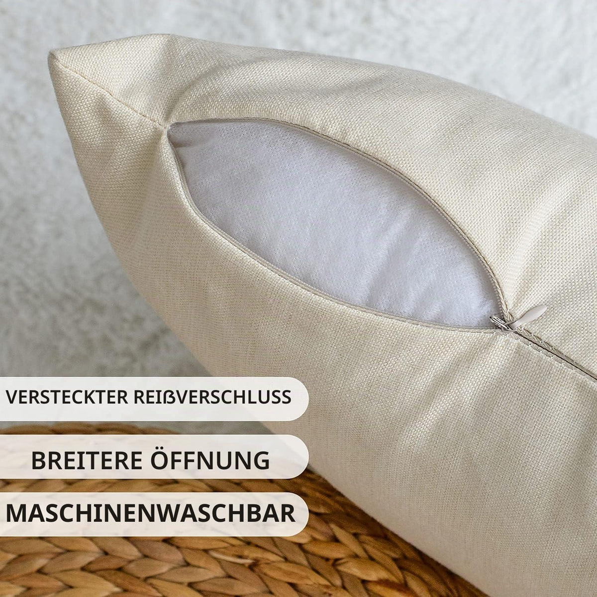 Dahlien Kissenbezüge 4er Set Grau 45x45 cm Geometrisch