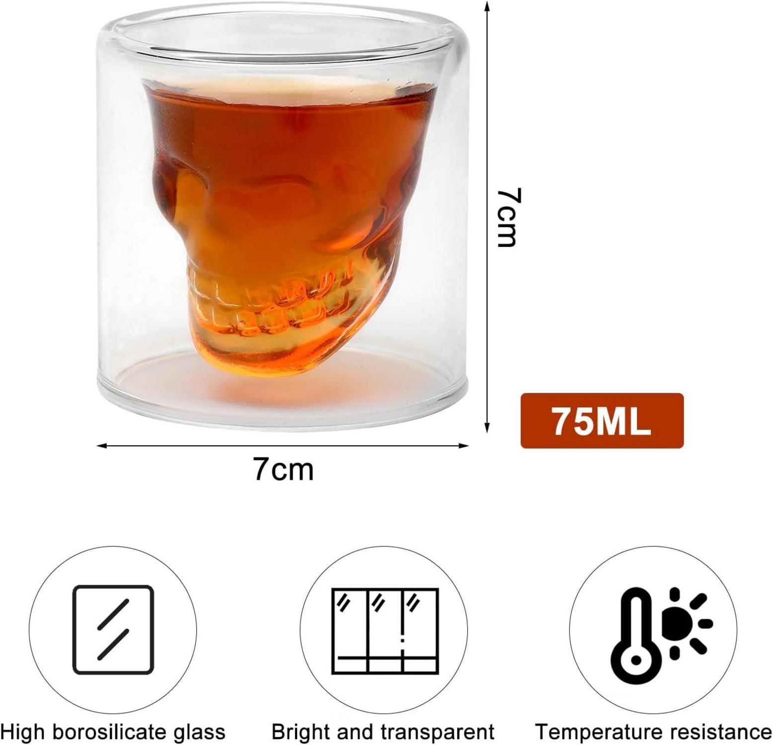Totenkopf Shot Gläser 4er Set 75ML Schnapsgläser Skull