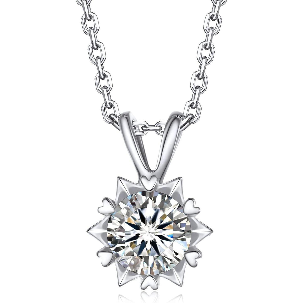 Moissanit Halskette Damen Silber 925, 1 Karat Schneeflocke Anhänger