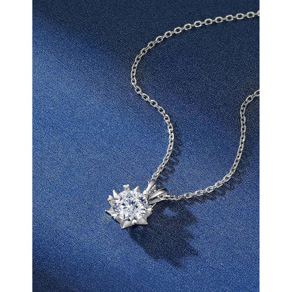 Moissanit Halskette Damen Silber 925, 1 Karat Schneeflocke Anhänger