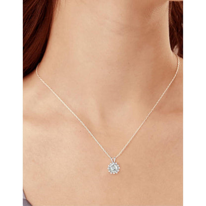 Moissanit Halskette Damen Silber 925, 2 Karat Schneeflocke Anhänger