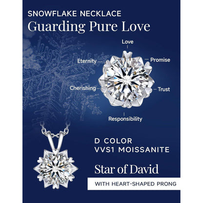 Moissanit Halskette Damen Silber 925, 2 Karat Schneeflocke Anhänger