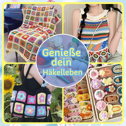 82-teiliges Häkelset für Anfänger, Häkelnadeln, Garn in 12 Farben, ergonomische