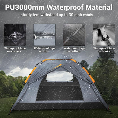 Camping Zelt 3 Personen Pop Up Automatisches 4 Jahreszeiten