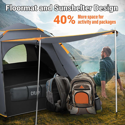 Camping Zelt 3 Personen Pop Up Wasserdicht 4 Jahreszeiten Wurfzelt mit Bodenmatte