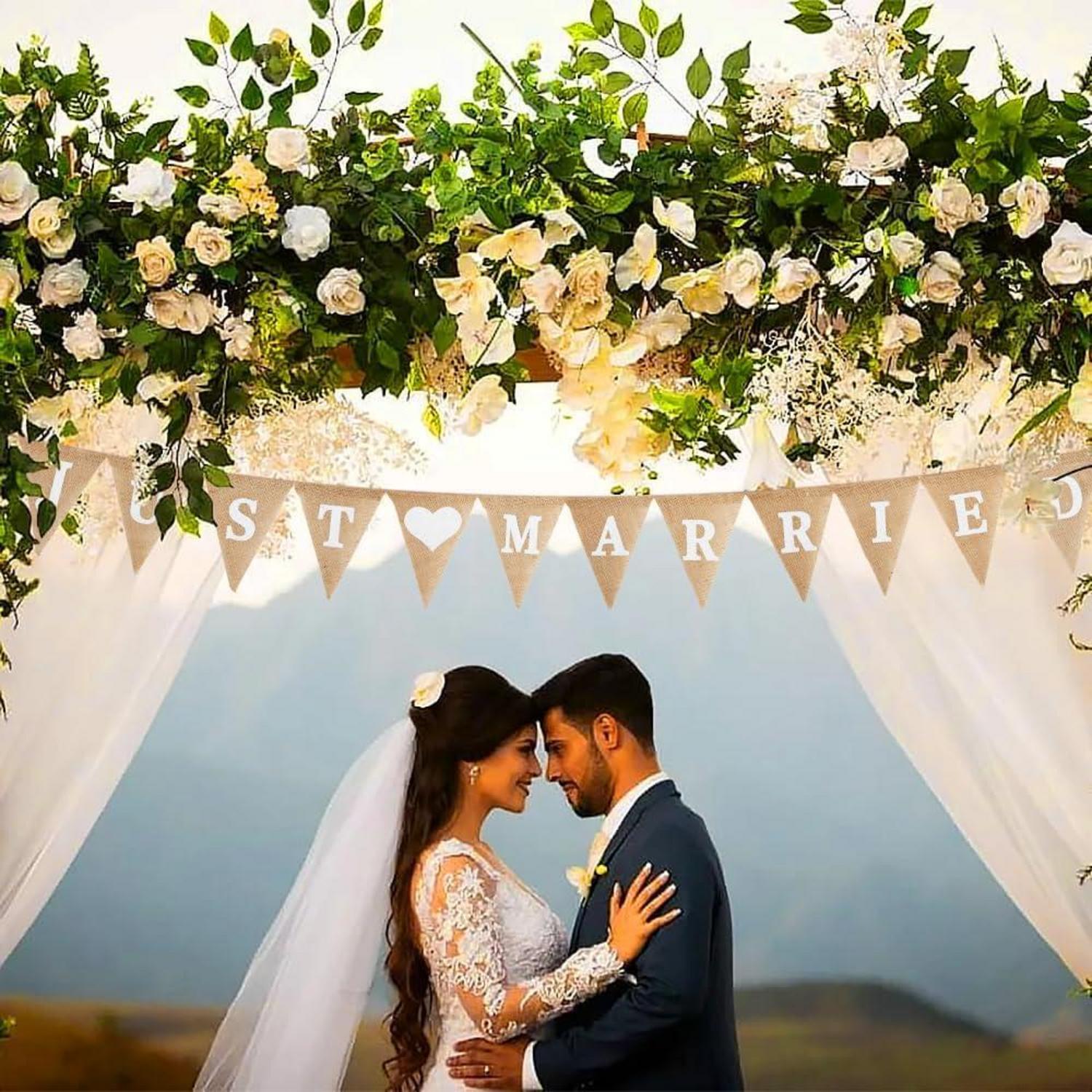 Just Married Jute Girlande Deko Hochzeit Banner Boho Frauen