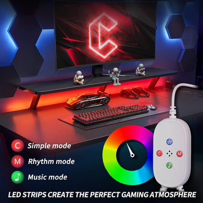Gaming Computertisch LED Ablagefächer 100cm Schwarz Eckschreibtisch