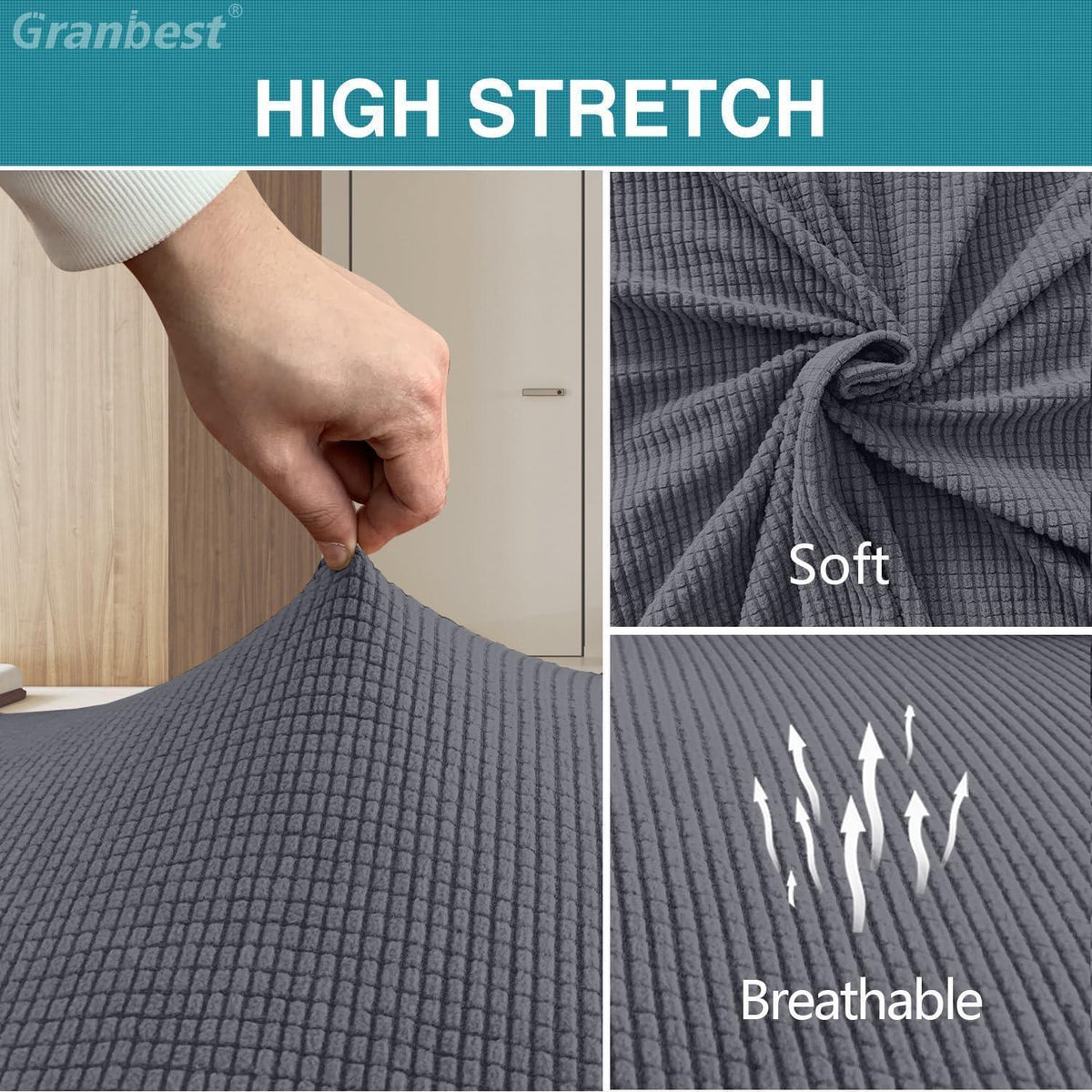 Esszimmerstuhl-Bezüge Set 6, Grau – Stretch Sitzbezüge für Stühle