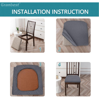Esszimmerstuhl-Bezüge Set 6, Grau – Stretch Sitzbezüge für Stühle
