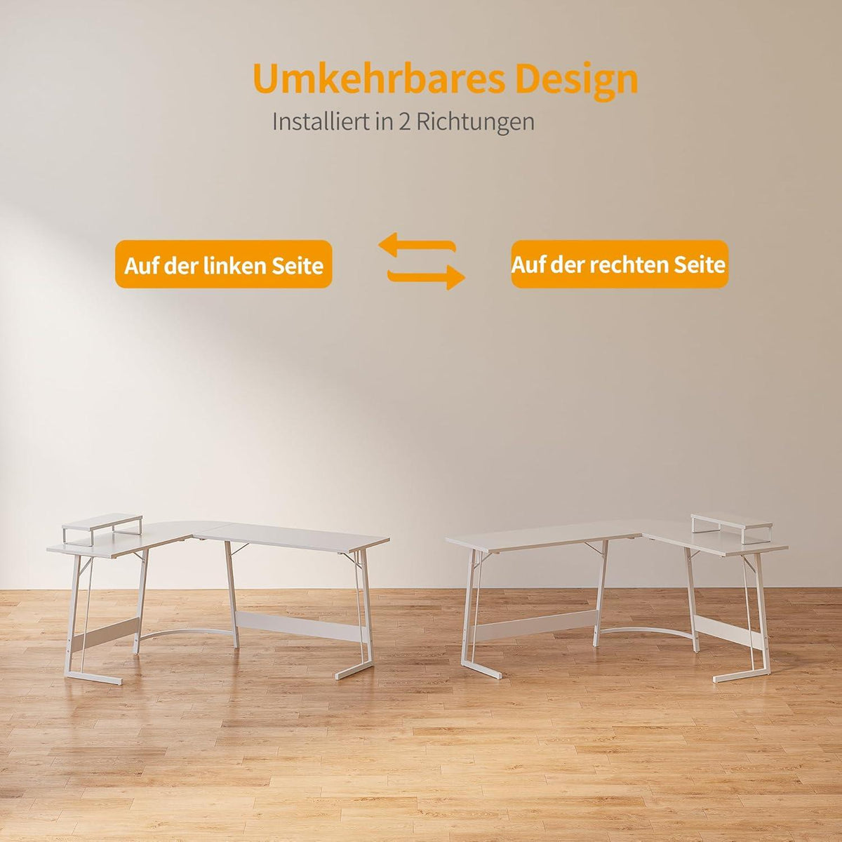 Eckschreibtisch Studie 150x120 cm Schreibtisch l Form Monitorständer