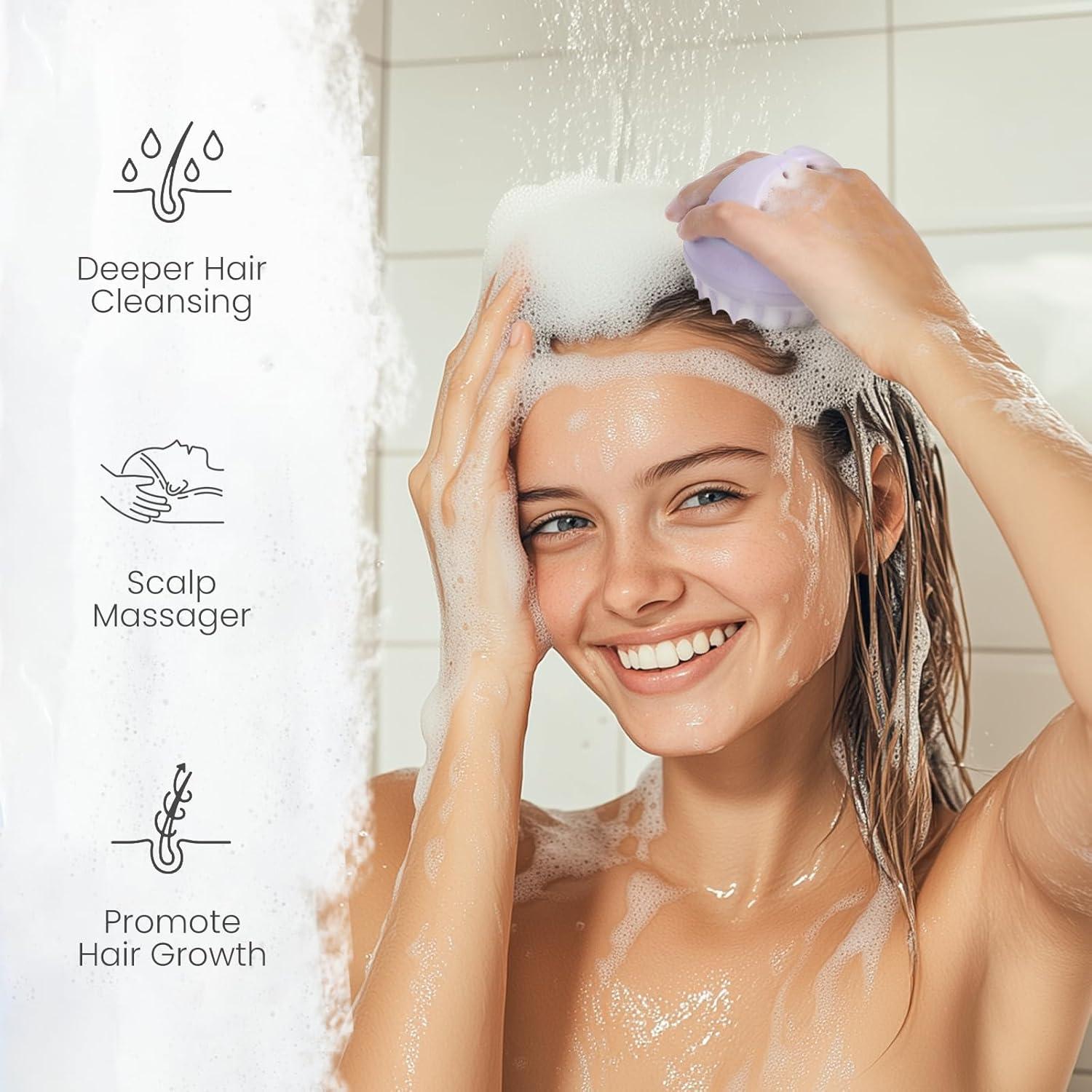 Kopfhaut Massagebürste Shampoo Bürste Weizenstroh Silikon Scalp