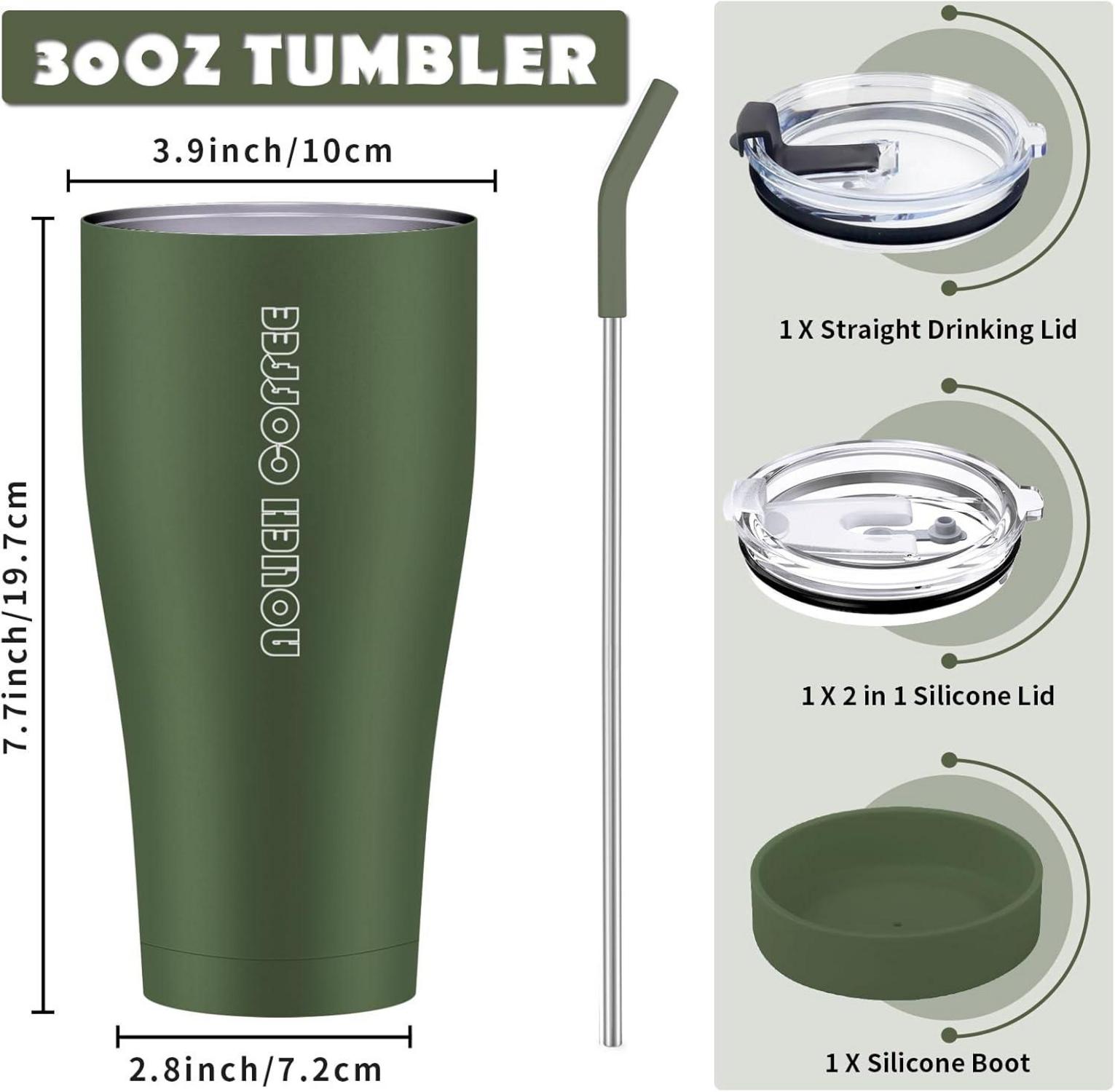 30OZ Thermobecher Isolierte Kaffeetasse Deckel Strohhalm Vakuum Edelstahl