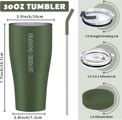 30OZ Thermobecher Isolierte Kaffeetasse Deckel Strohhalm Vakuum Edelstahl
