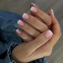 24er Set Künstliche Nägel Eckig Rosa French Acryl Gradient Ballerina