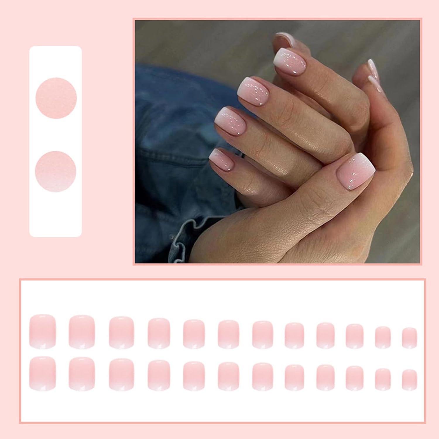 24 Künstliche Nägel Kurz Nägel French Press on Nails