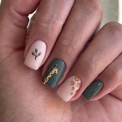 24 Stück Grüne Künstliche Nägel Press on Nails Nagelkleber Cute
