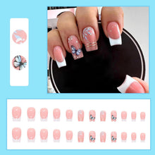 24er Pack Rosa Weiße French Schmetterling Acryl Nägel