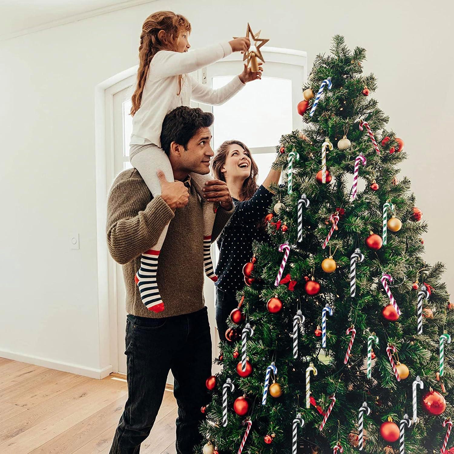 14CM Glitzer Zuckerstangen Weihnachtsbaum Deko 8er Set Schwarz