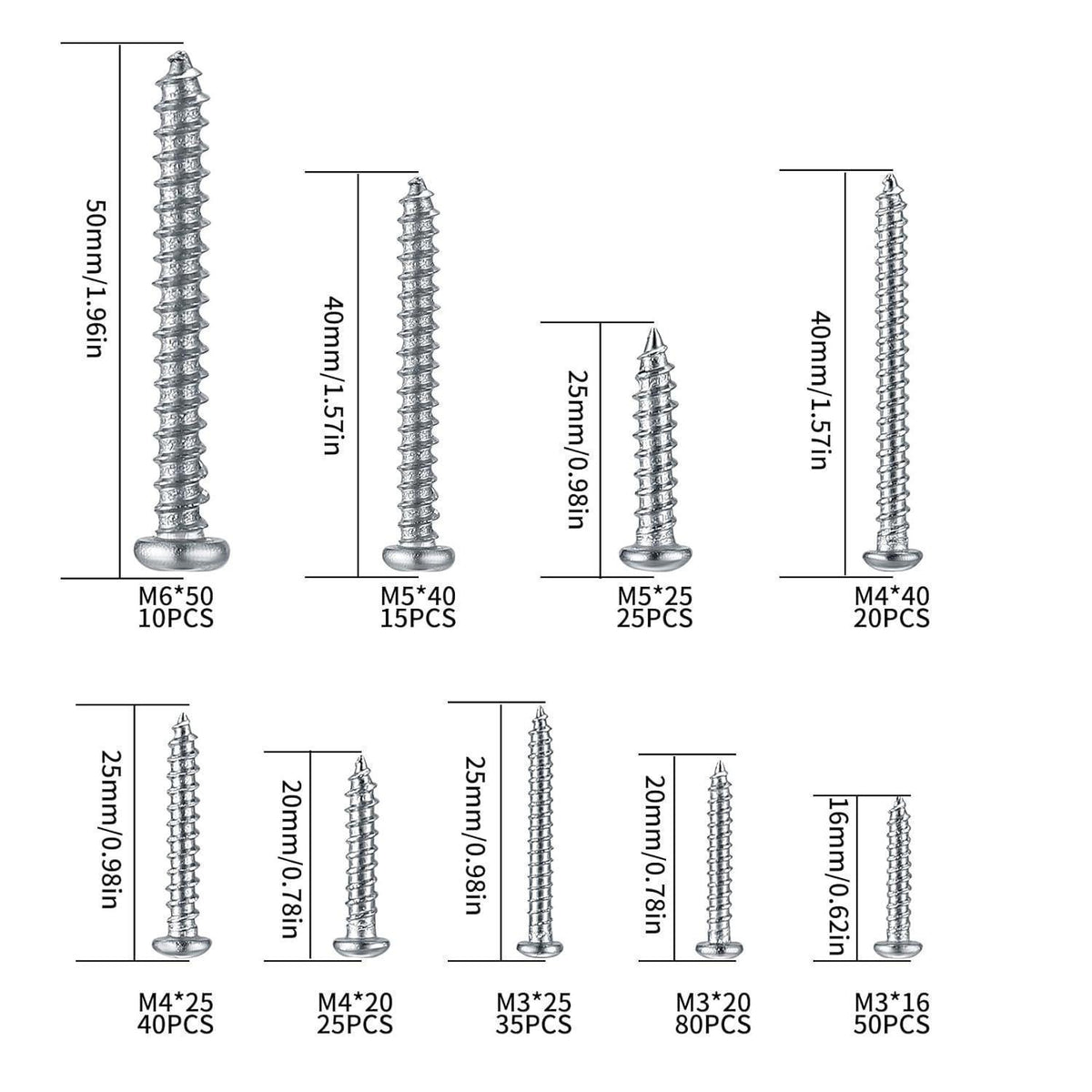 300tlg. Edelstahl Schrauben Sortiment M3-M6 mit Box