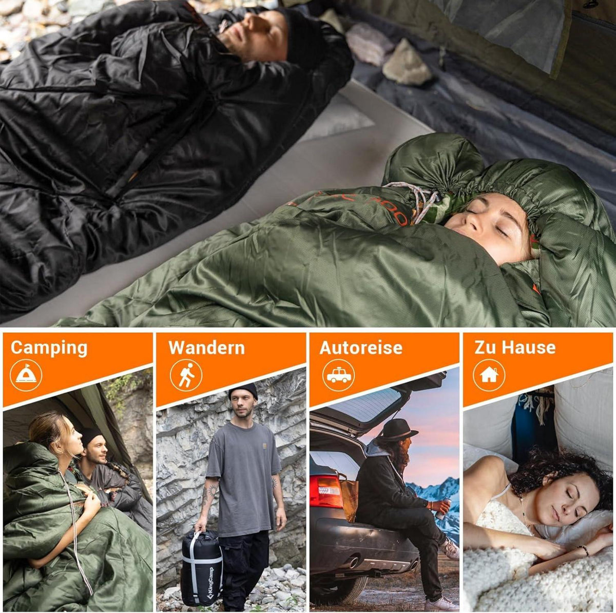 Flanellschlafsack 4 Jahreszeiten XXL warm mit Armöffnungen Green