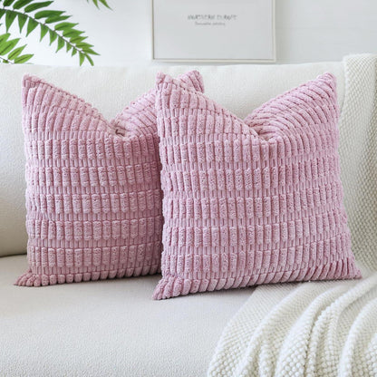 2x Kordsamt Kissenbezug 50x50 cm Rosa Lila Modern
