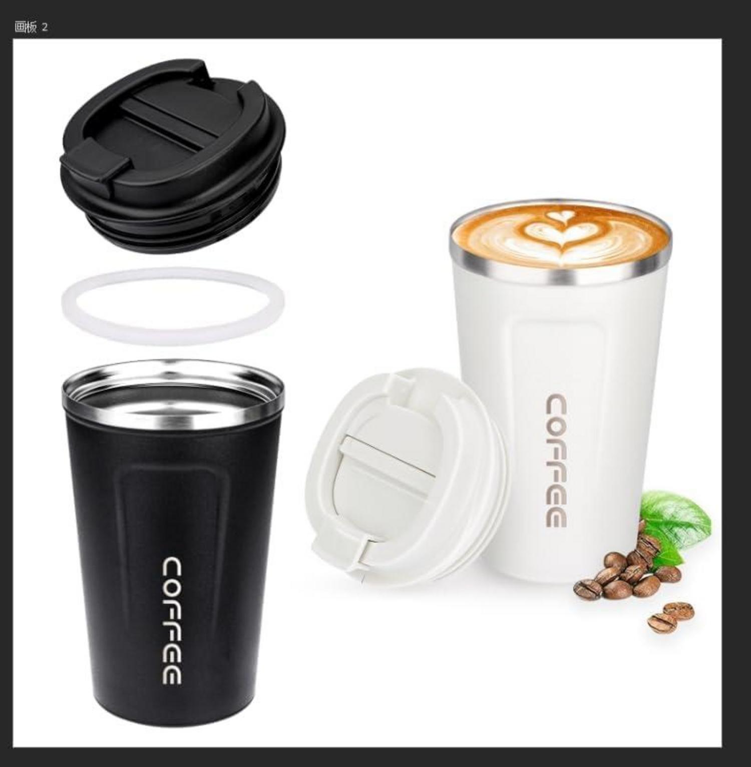 2er Set Thermobecher to go 380ml Edelstahl Kaffeetasse mit