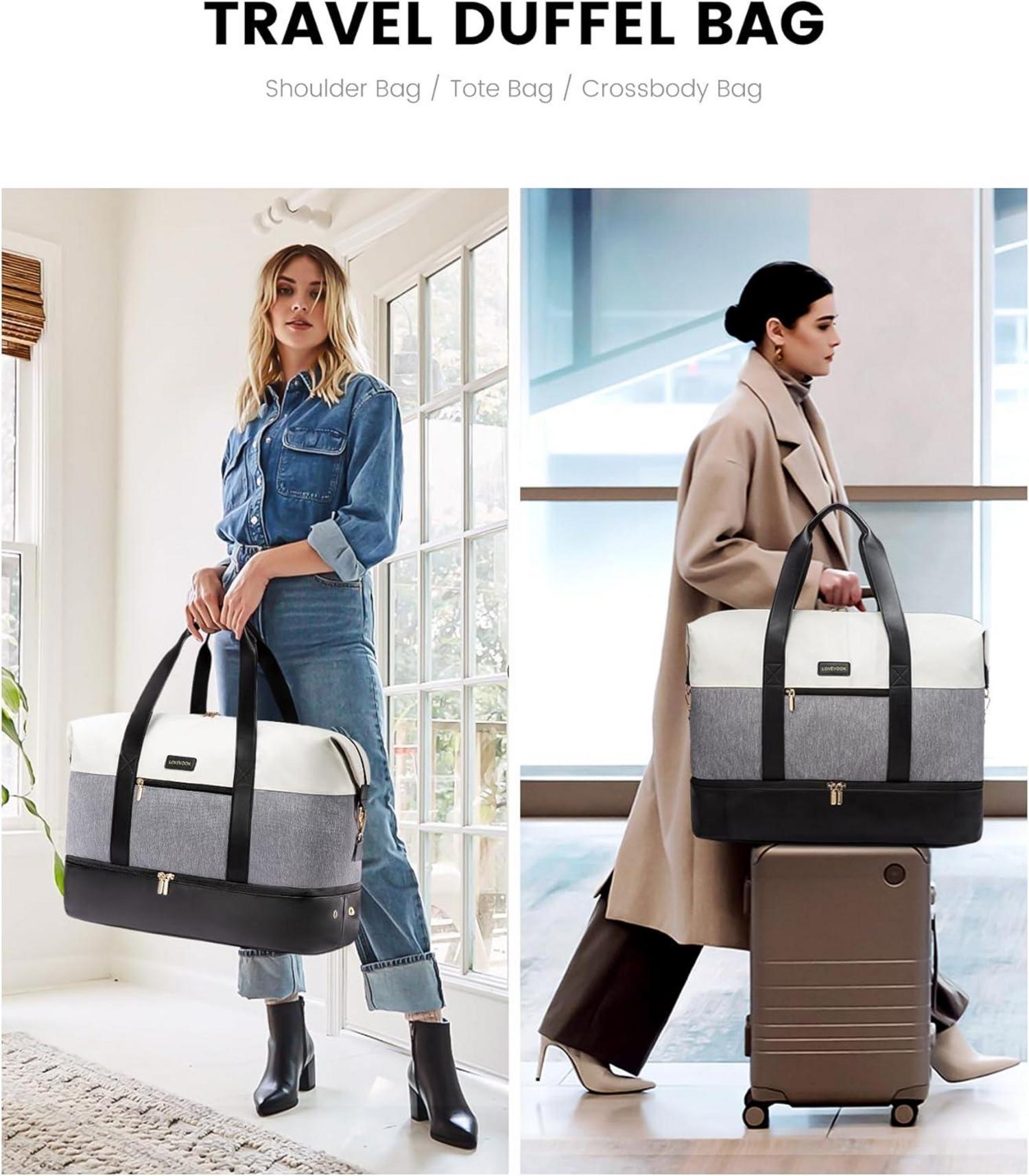 Weekender Reisetasche Damen 60L mit Kulturtasche und Schuhfach