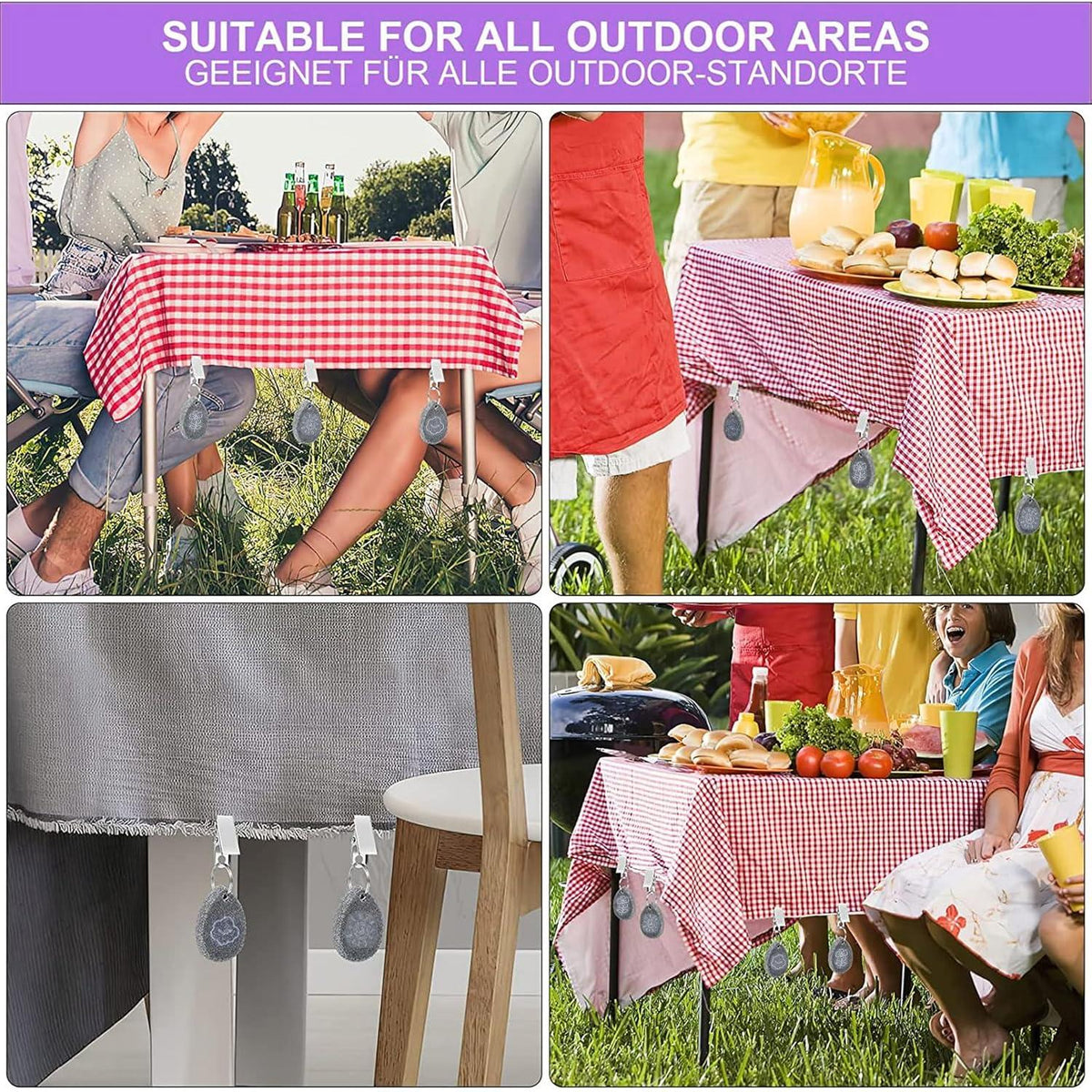 8er Set Tischdeckengewichte Marmor mit Klammer für Picknick Party Hochzeit
