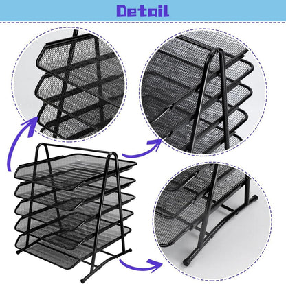 Briefablage Metall 5-Tier Schreibtisch Organizer Papierablage