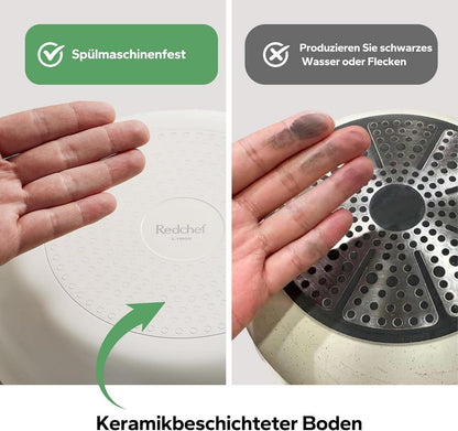 Redchef Pfanne 28cm Induktion Keramikbeschichtung Antihaft Edelstahlgriff Beige