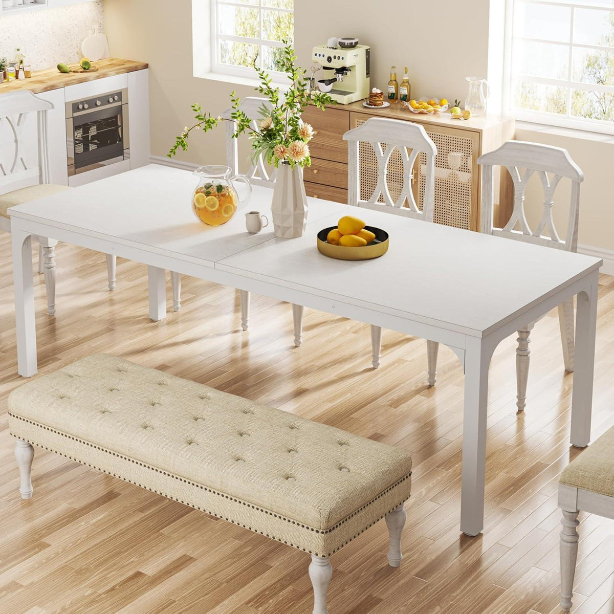 Industrietisch Esstisch 200x70cm für 6-8 Personen Weiß