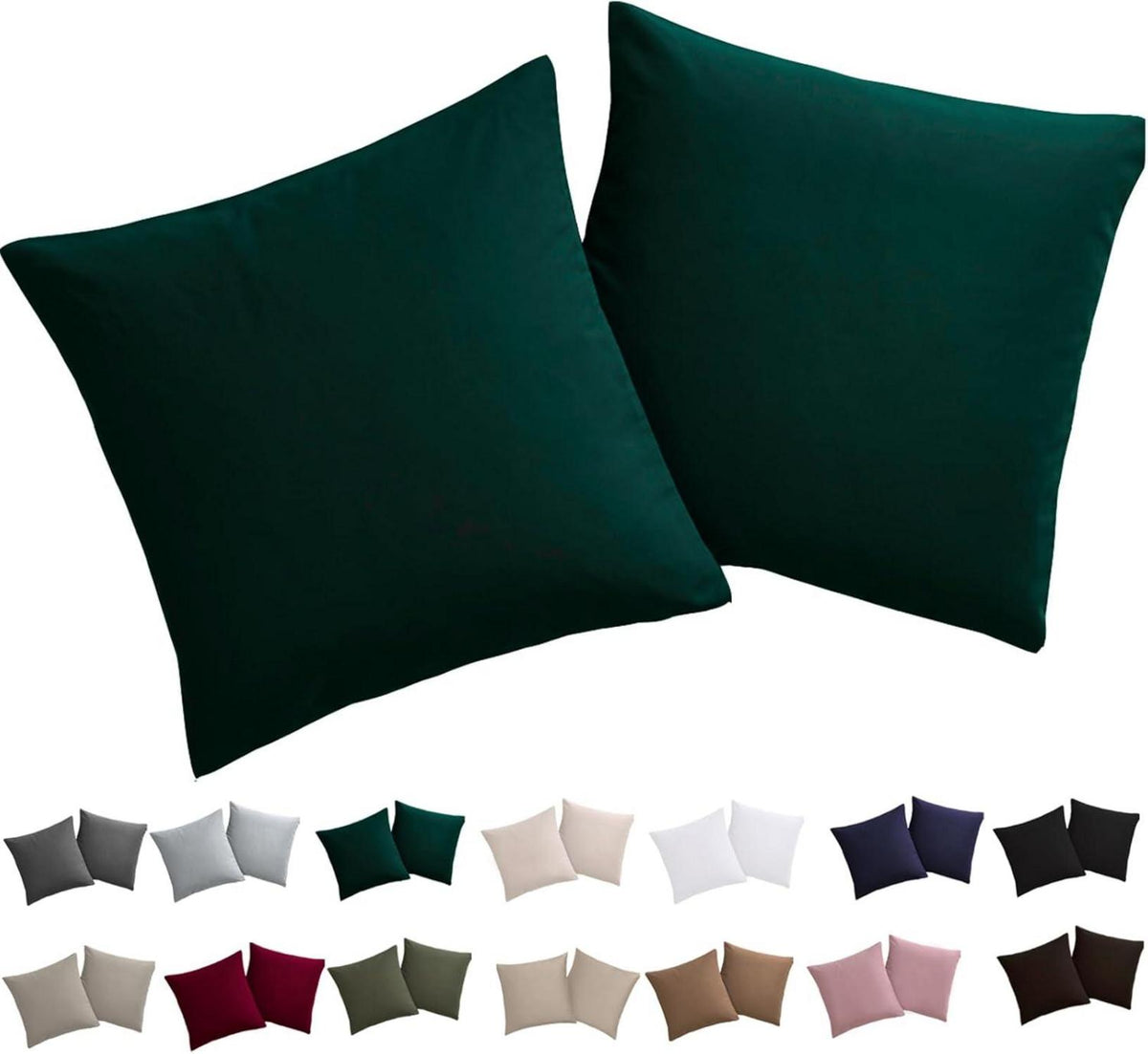 Kissenbezug Set 40x40 Dunkelgrün Mikrofaser Reißverschluss